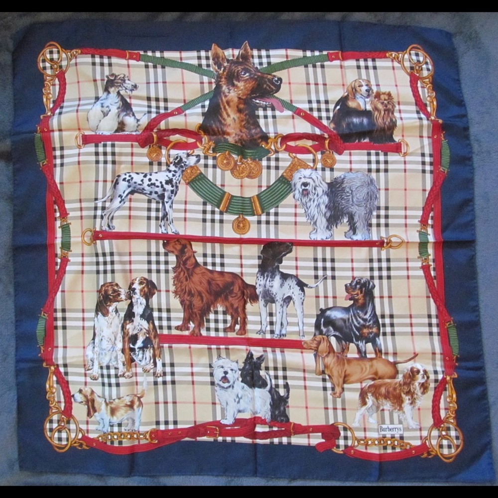 Burberry silk scarf Dog Breeds Nova Check Plaid